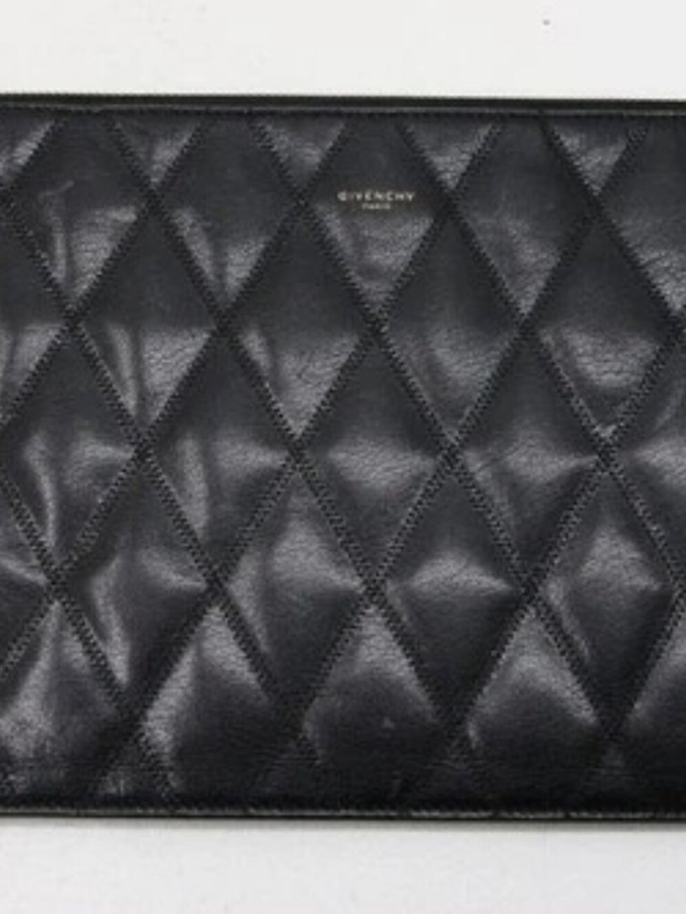 Givenchy Goatskin Diamond Quilted GV3 Medium Pouch - Black